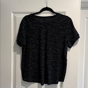 Lululemon Black Camouflage Short-Sleeve Women's Workout Top